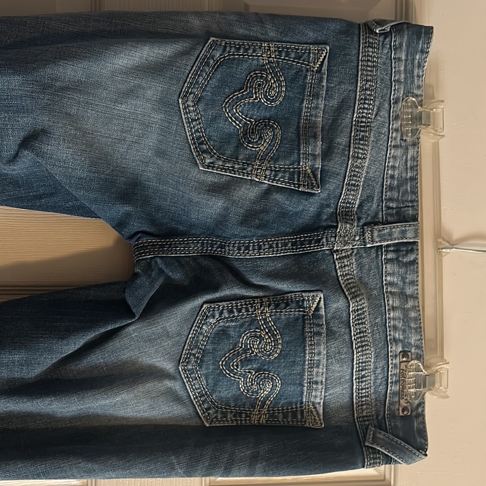 Euc Express Rerock Barely Boot Distressed Jeans -… - image 3